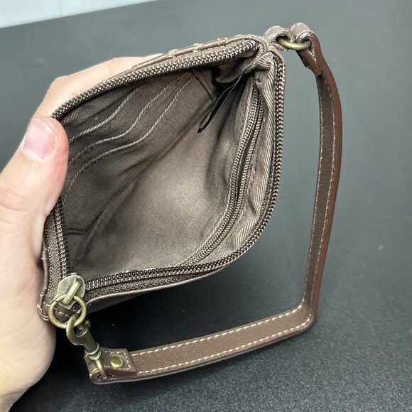 Fossil Small Wristlet Wallet With Embellishments Stripes Brown 6 x 4 Inches - Picture 7 of 11